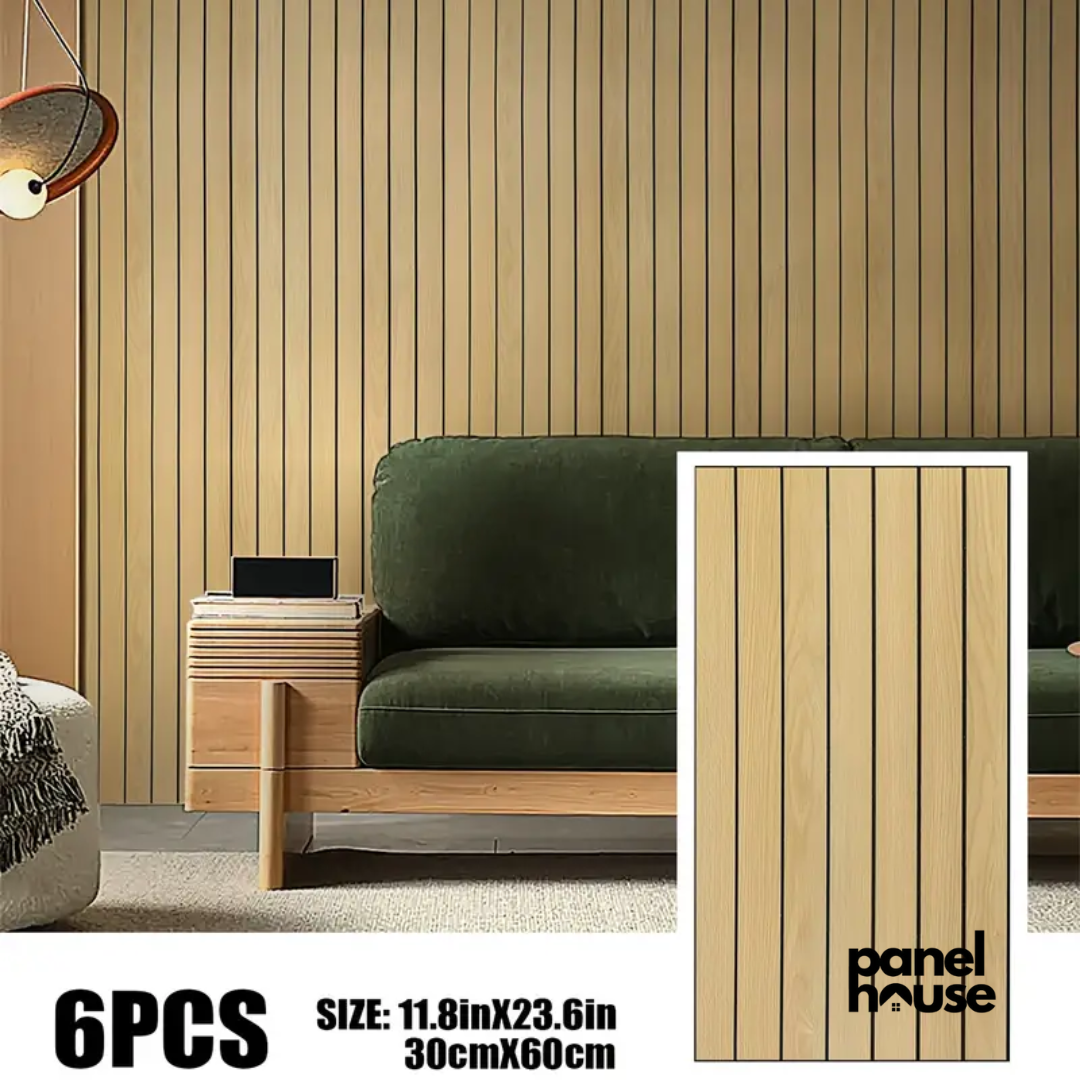 3D Wood Slat Wall Panels, Self-Adhesive, Removable, Waterproof Buy 1, Get 6 Premium Panels for Only £7! (30cm x 60cm)